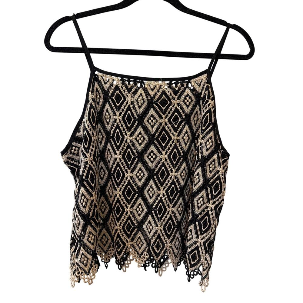 SAM USA Gold Black Knit Tank Top Women's Size 3XL New Sparkle Indie Festival Y2K